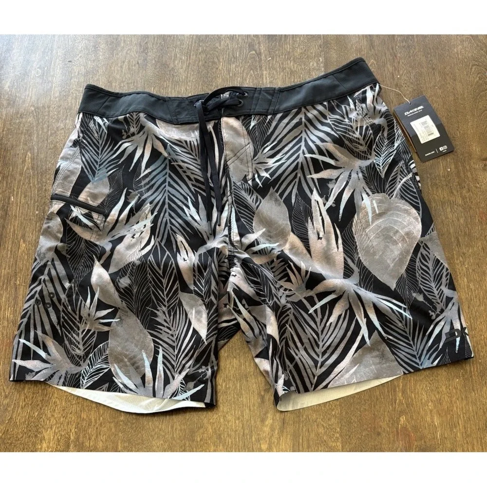 Dakine Men's Black Gray Floral Board Shorts 34 Nahele Print